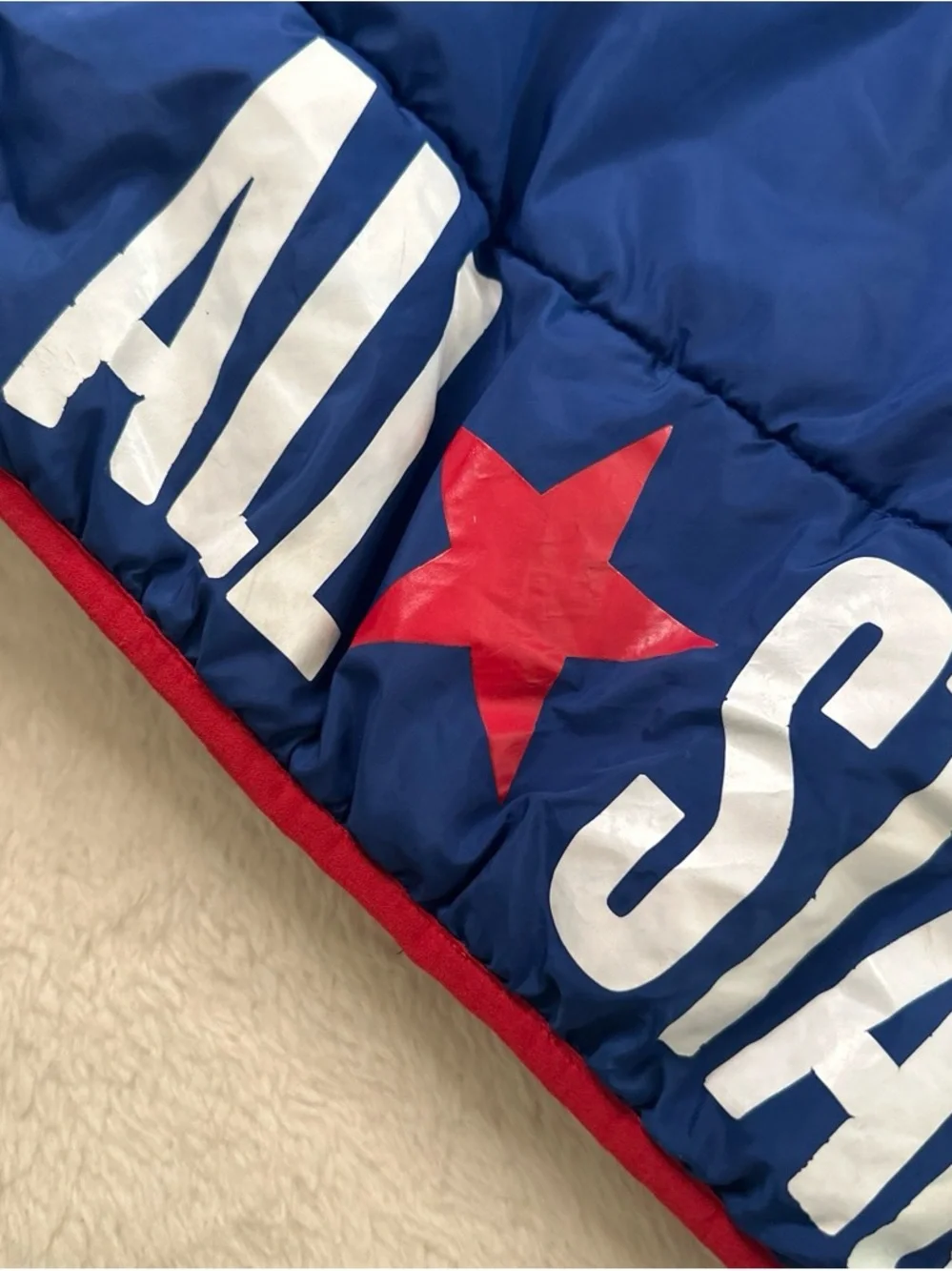 Converse Kids Hooded Reversible Puffer Jacket - Blue with Red Trim